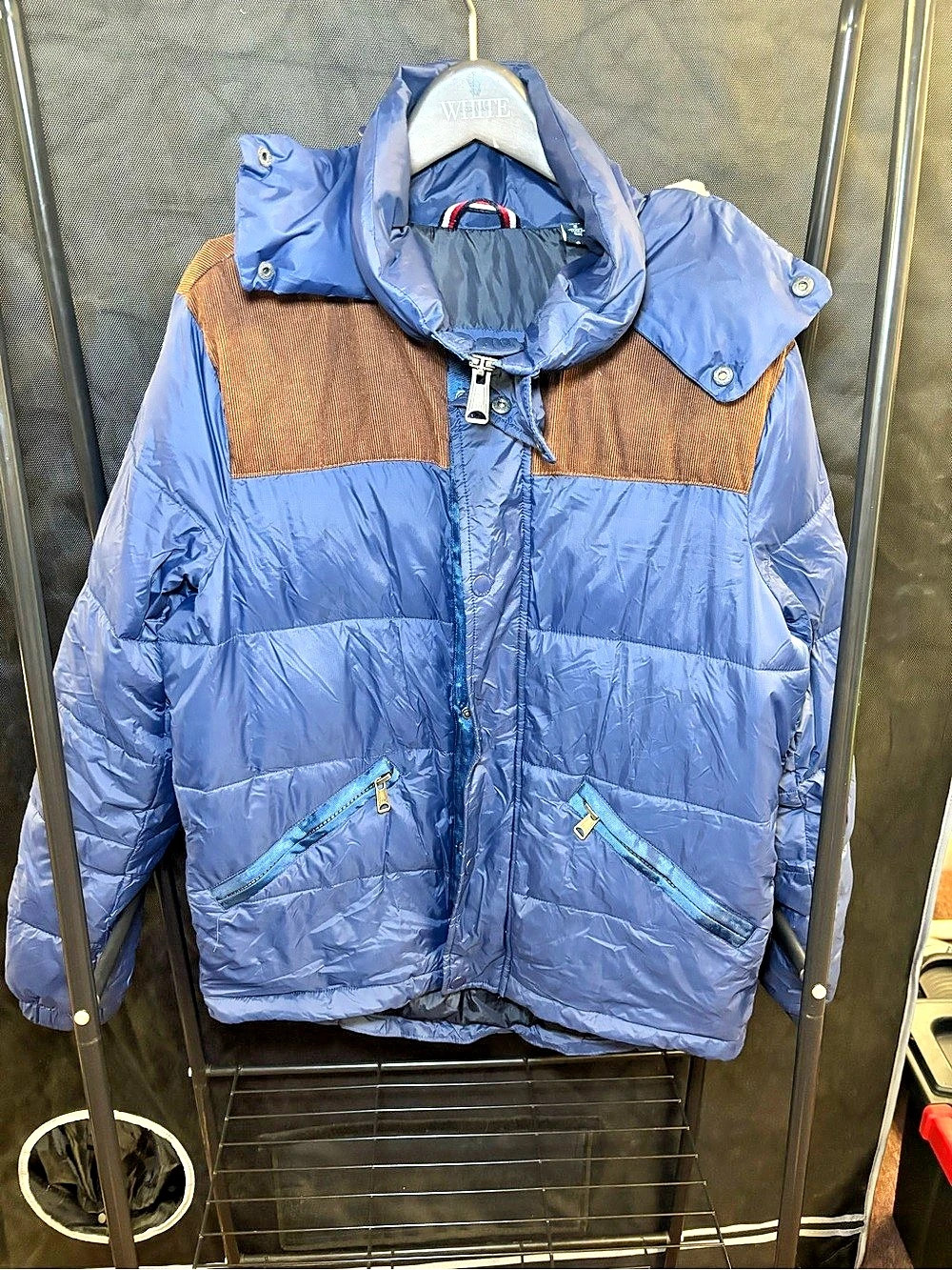 Tommy Hilfiger Corduroy Blend Alaska Down Jacket Blue & Brown Small